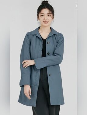 Eddie Bauer Womens Size Medium Blue Classic Lightweight Trench Coat